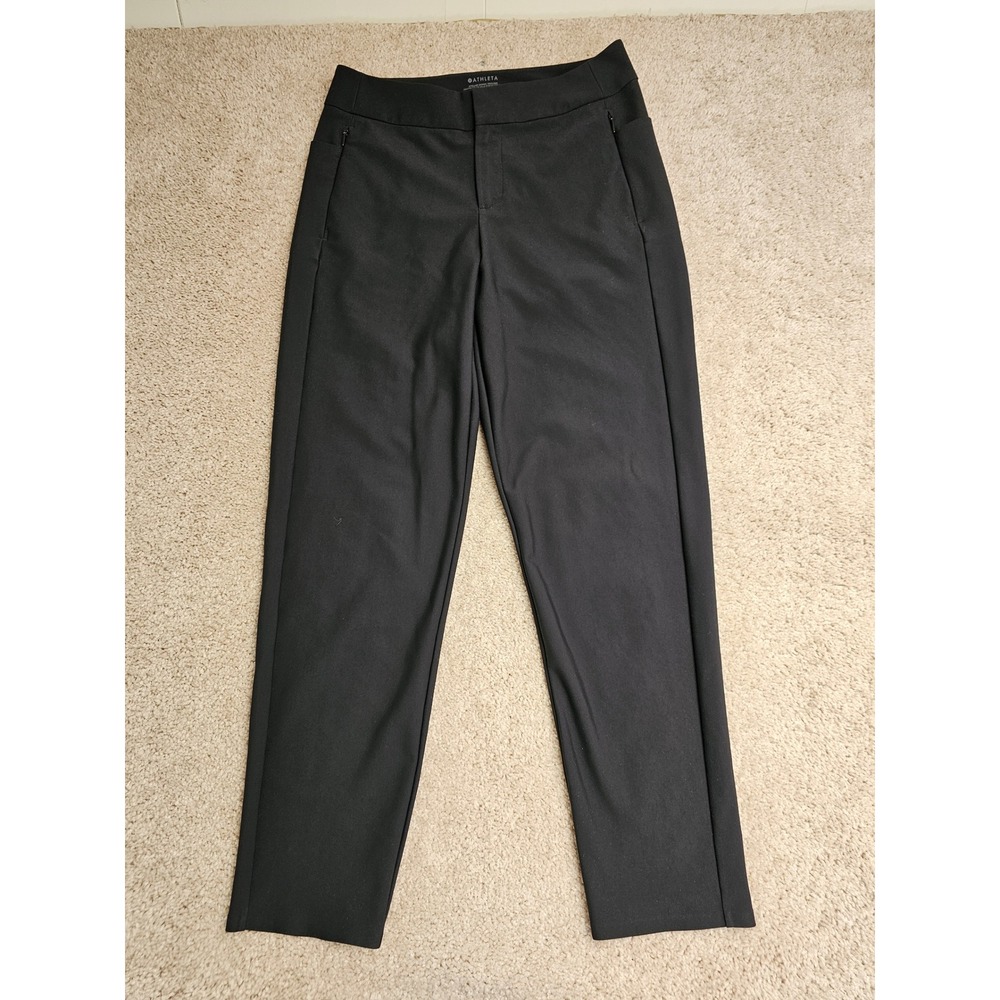 Athleta Stellar Skinny Trouser Black Tapered Leg Stretch Work Pants Size 6